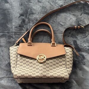 Michael Kors Brown and Tan Logo Satchel